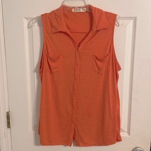Coral Color Sleeveless Blouse